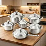 12-PIECE Stainless Steel Non-stick Cookware Set Pots Pans. Fixed Price $33.88.