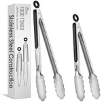 Hotec Stainless Steel Kitchen Tongs, Set Of 2-9" And 2PACK: 9+12INCH, Silver. Fixed Price $19.22.