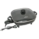 Rival Square 11" Nonstick Electric Skillet Glass Lid S11P Black Euc. Fixed Price $19.89.