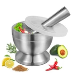 Mortar And Pestle Set 304 Stainless Steel Kitchen Spice Grinder Silver. Fixed Price $23.95.