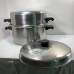 3PC Vintage Saladmaster T304S 7 Qt Stock Pot Dutch Dome Lid Vapo Vent. Fixed Price $149.00.