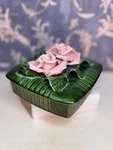 Vintage Valley Vista 153 California Usa Pottery Rose Square Trinket Box With Lid. Fixed Price $29.99.