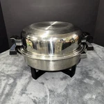 Webalco 11" Electric Skillet Stainless Steel W/ Dome Lid & Cord Tested Works Vtg. Fixed Price $40.00.