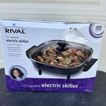 Rival Square Nonstick Coated Electric Skillet & Glass Lid Black CKRVSK11. Fixed Price $39.95.