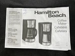 Hamilton Beach Programmable Coffee Maker 46895 46896 46897Z - Manual Only. Fixed Price $9.79.