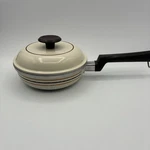 Vintage Royal Regal Ware Inc. Saucepan Pot With Lid Cream Brown Stripes Non-stic. Fixed Price $14.24.