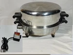 Saladmaster Electric Skillet 11" Stainless Oil Core 3 Qt Frying Pan Roaster Lid. Fixed Price $197.99.