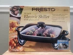 Presto 16IN Electric Skillet W/tempered Glass Cover Nonstick Surface New. Fixed Price $60.00.