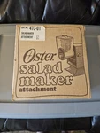 Retro Oster Salad Maker Attachment #473 01. Fixed Price $29.99.