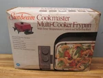 Vintage 1983 Sunbeam Cookmaster Mulit-cooker Frypan Nos Sealed 07487 Claret Red. Fixed Price $59.99.