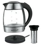 Brentwood KT-1960BK 1.8L Cordless Glass Electric Kettle W/ Tea Infuser And Base. Fixed Price $45.00.