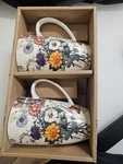 Novel Floral Ceramic Decorative Mug Set Of 2 With Handle In Gift Box. Fixed Price $16.14.