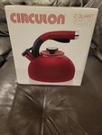 New Box Circulon Whistling Stove Top Kettle 2 Qt Coffee Tea Pot Red 8 Cups. Fixed Price $37.46.