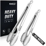 Eddeas All Metal Tongs For Cooking - Heat Resistant 9+12 Inch, Silver 2PCS. Fixed Price $17.19.