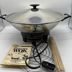 West Bend Electric Wok Skillet 6QT Stainless Steel Cord Booklet Rack 80006 Works. Fixed Price $49.96.
