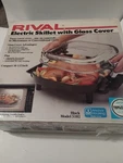 New Old Stick Vintage Rival Electric Skillet 10.5"GLASS Cover Black Model 5102. Fixed Price $36.00.
