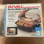 Rival Electric 10.5" Skillet W/ Glass Cover Black #5102 Teflon. Fixed Price $45.00.