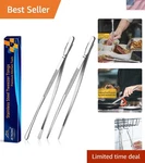 12" Stainless Steel Kitchen Tweezers (2 Pack) Long Ergonomic Cooking Tongs, Di. Fixed Price $27.99.