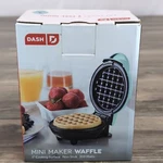 Dash Mini Waffle Maker 4 Inch Non Stick Perfect For Single Serving Aqua Color. Fixed Price $8.76.