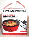 Elite Gourmet Red & Black Electric Personal Non-stick Skillet Lid 8.5" Nib. Fixed Price $42.50.