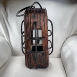 Antique Rustic Solid Wood & Forged Cast Iron Harbor Lamp 18.5 Tall Early 20. Fixed Price $165.00.