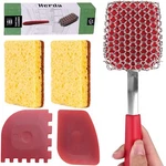 5 Pcs Cast Iron Cleaning Kit Pan Pot Wok Scraper Tool Skillet Sponge Metal. Fixed Price $24.38.