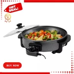 113 Sq. In. Black Electric Skillet With Nonstick Surface & Glass Lid. Fixed Price $32.99.
