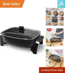 Large 10.5QT Non-stick Skillet Rapid Heat, Glass Lid & Easy Clean-up Design. Fixed Price $108.29.