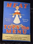 Meat Tops The Menu 40 Page 1930S Cook Book Oregon State 1936 Beef Lamb Pork Veal. Fixed Price $7.00.