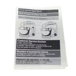 Hamilton Beach Chef 60690 Mixer Stainless Steel Use & Care Guide Only. Fixed Price $15.77.