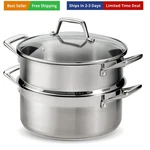 Gourmet 5-QUART Steamer Set, Tri-ply Base Stainless Steel Dutch Oven With Ste.... Fixed Price $88.90.