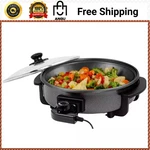 Ovente 113 Sq Black Electric Skillet Nonstick Frying Pan Glass Lid SK11112B. Fixed Price $28.99.