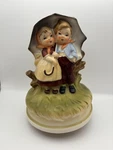Vtg 1970 Chadwick Japan Hummel Style Music Box Figurine Children W/ Umbrella. Fixed Price $29.99.