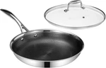 Deluxe Hybrid Ceramic Nonstick 12-INCH Fry Pan With Tempered Glass Lid, Skillet. Fixed Price $49.95.
