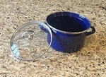 Chantal Blue Enamel Steel 3 Qt Quart Soup Pot With Tempered Glass Lid Cobalt. Fixed Price $45.00.