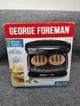 George Foreman GR10B 2 Serving Grill Black Nonstick Compact New Open Box. Fixed Price $29.87.