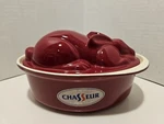 Vintage Chasseur Cast Iron Red Enamel Rabbit Dutch Oven French Baking Dish. Fixed Price $54.99.