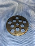 Lem #10 Meat Grinder Large Grinding Plate. Fixed Price $10.00.