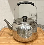 Vtg Farberware Tea Pot Kettle 7020 Stainless Steel Beveled 2QT Swing Handle. Fixed Price $21.90.