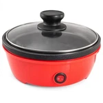 Elite Cuisine EGL5101 8.5" Round Personal Skillet With Glass Lid, Red. Fixed Price $35.10.