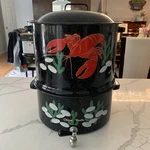Vtg Xl Granite Speckled Enameled Lobster/clam/crab Pot Steamer 3 Piece + Spigot. Fixed Price $119.97.