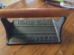 Vintage Home Town Grill Meat Press-- Piggy With Flowers Wooden Handle. Fixed Price $20.00.