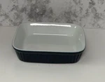 Dansk Navy Blue Square Stoneware Baking Dish Ribbed Portugal 7.5 X Cobalt. Fixed Price $32.99.