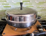 Vtg Farberware 12" Electric Fry Pan Skillet Buffet Server Stainless Model 335-A. Fixed Price $39.95.