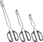 Hinmay Stainless Steel Scissor Tongs Cooking Set, Of 3 (black Handle,. Fixed Price $15.98.