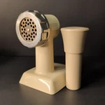 Vintage Oster Meat Grinder Attachment 954-16A Beige Silver Pusher Used. Fixed Price $14.00.
