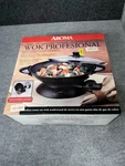 Aroma AEW-306 Professional Wok Non-stick Cast Metal With Glass Lid, Black. Fixed Price $99.99.