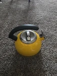 Kitchenaid Citrus Sunrise Yellow Tea Kettle With Handle Trim Band Euc. Fixed Price $38.50.