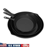 Cast Iron Skillet Set 3 Piece Pre-seasoned Cookware Frying Pans Induction Safe. Fixed Price $49.58.