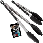 Gorilla Grip Stainless Steel Heat Resistant Kitchen Tongs For 9" + 12", Black. Fixed Price $29.53.
